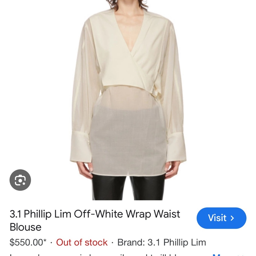 3.1 Phillip Lim Cream Sheer Wrap-Front Blouse